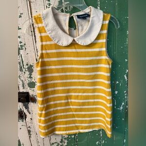 Modcloth Yellow and White Striped Tank with Peter Pan Collar Size XS